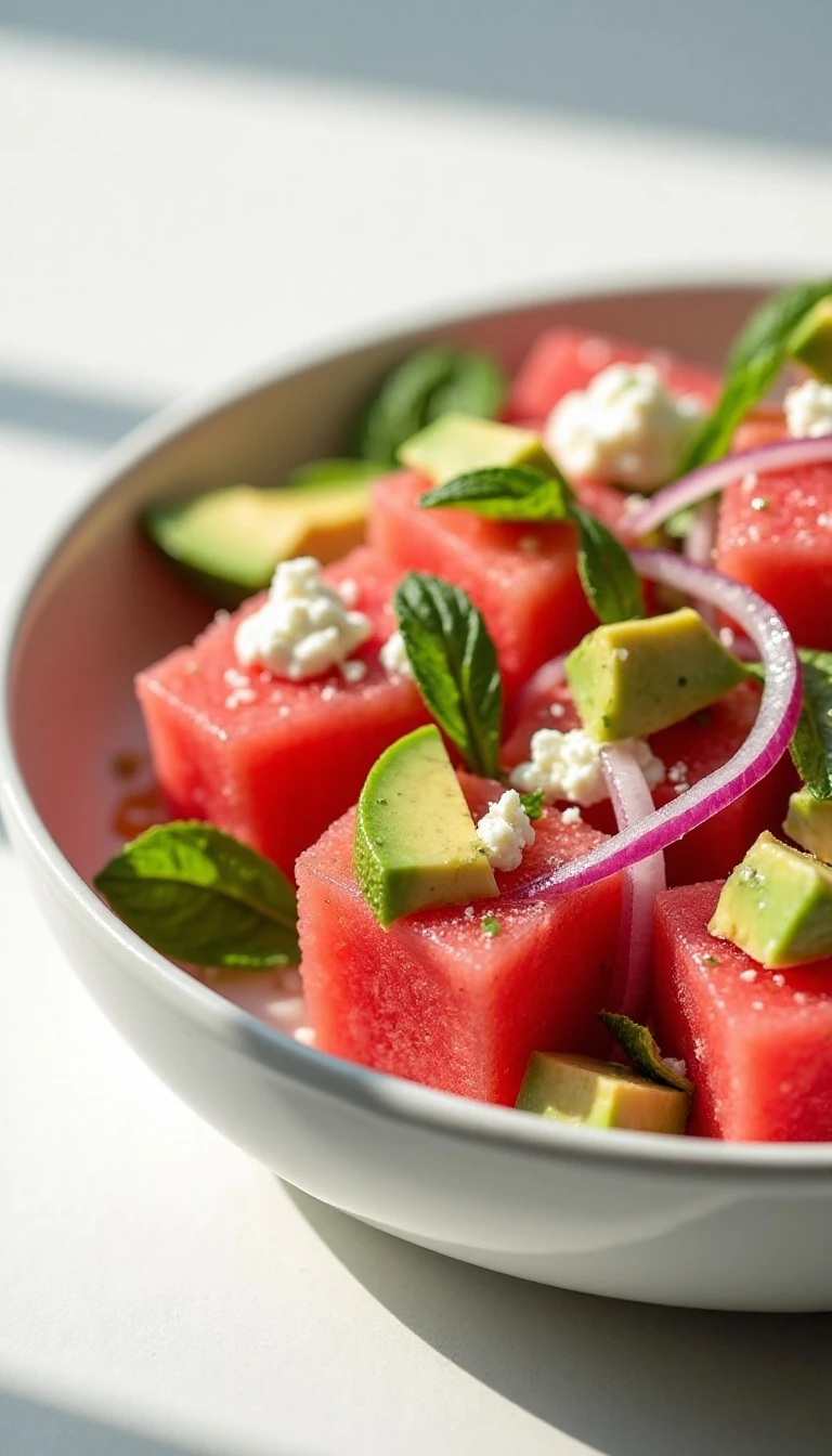 Watermelon Avocado Salad With Feta and Fresh Mint