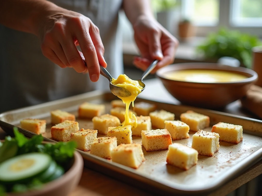 Preparing sliced bread for croutons, custard dishes, and savory recipes