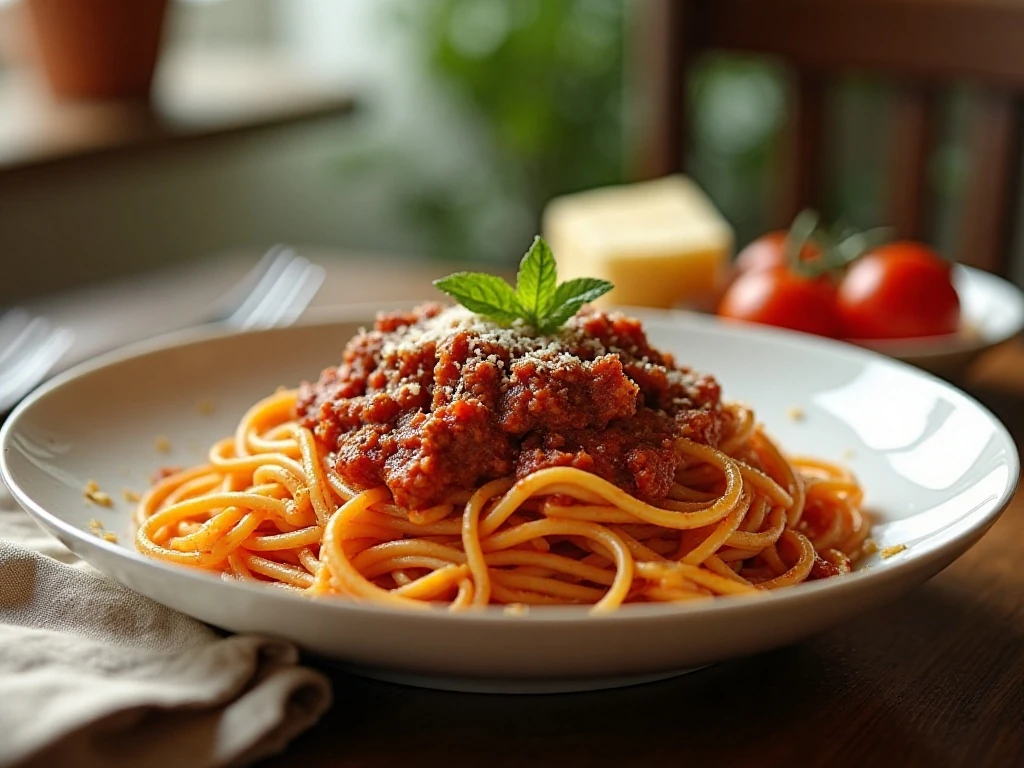 Comforting bowl of easy weeknight spaghetti Bolognese