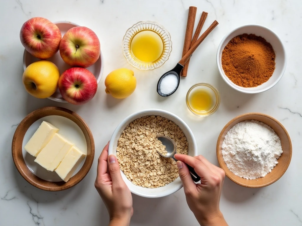 Ingredients for an easy apple crisp recipe