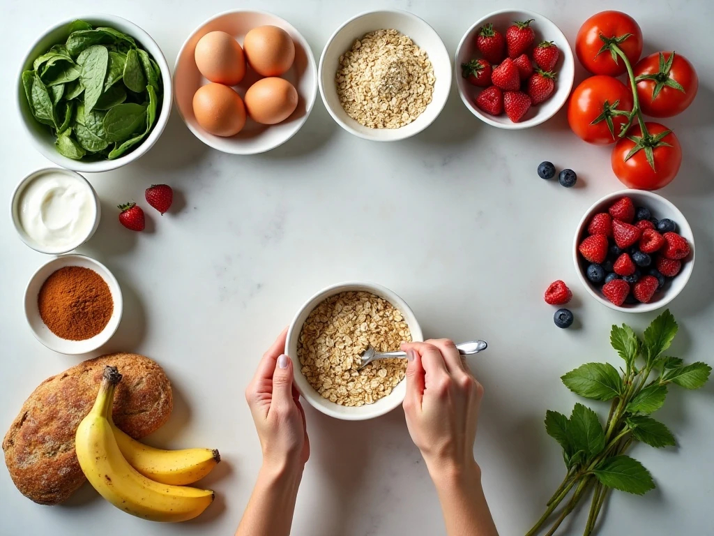Fresh ingredients for easy breakfast recipes