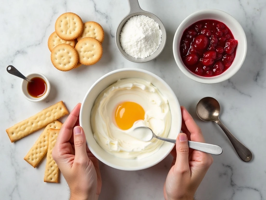 Ingredients for Weight Watchers cherry cheesecake bites