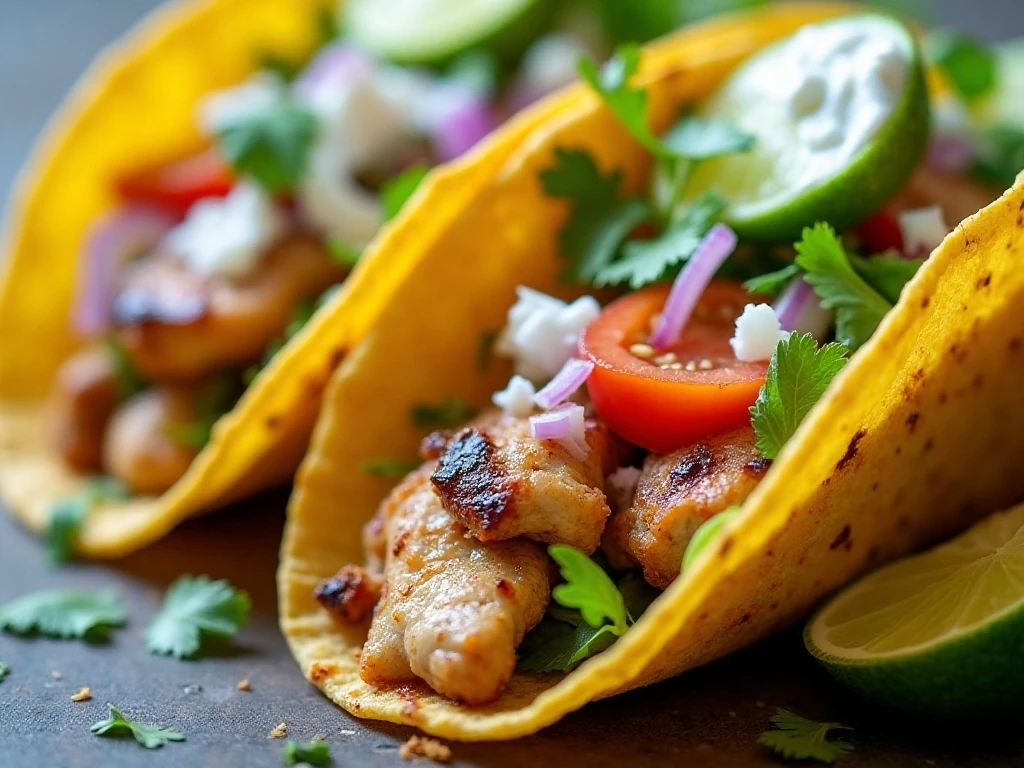 Fresh measured toppings for Weight Watchers chicken tacos
