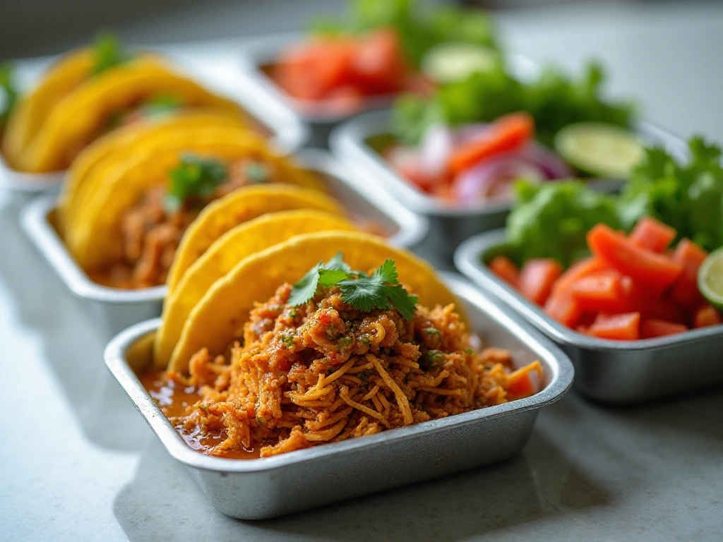 Meal-prep chicken taco components stored separately