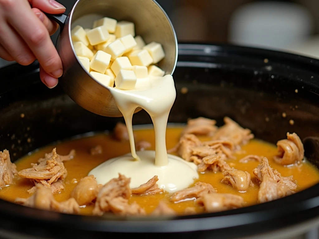 Adding reduced-fat cream cheese to fiesta chicken