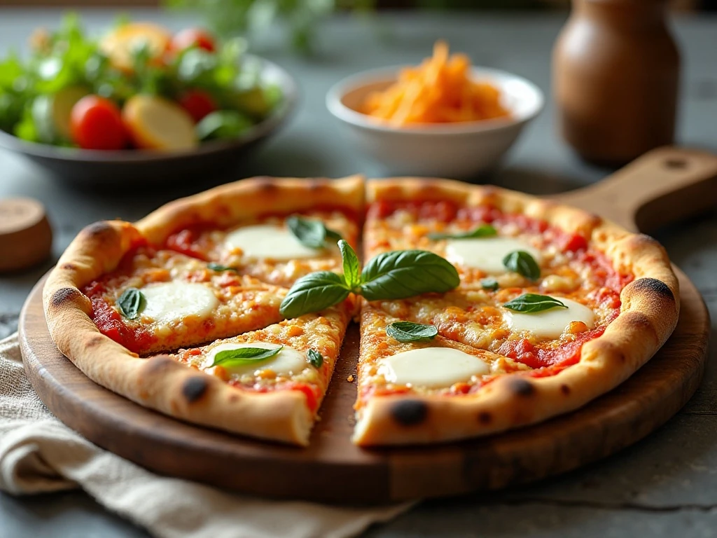 Portion-friendly Greek-yogurt pizza served for dinner