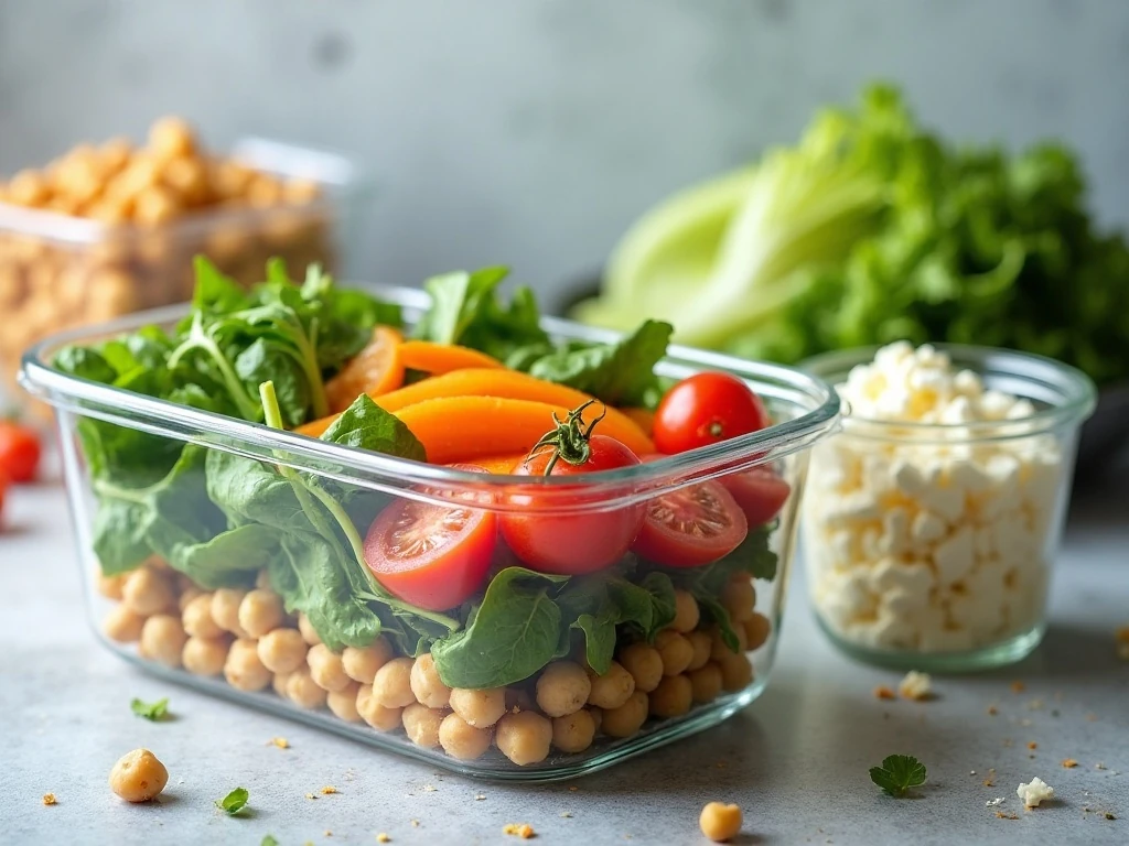 Make-ahead Mediterranean salad components stored separately