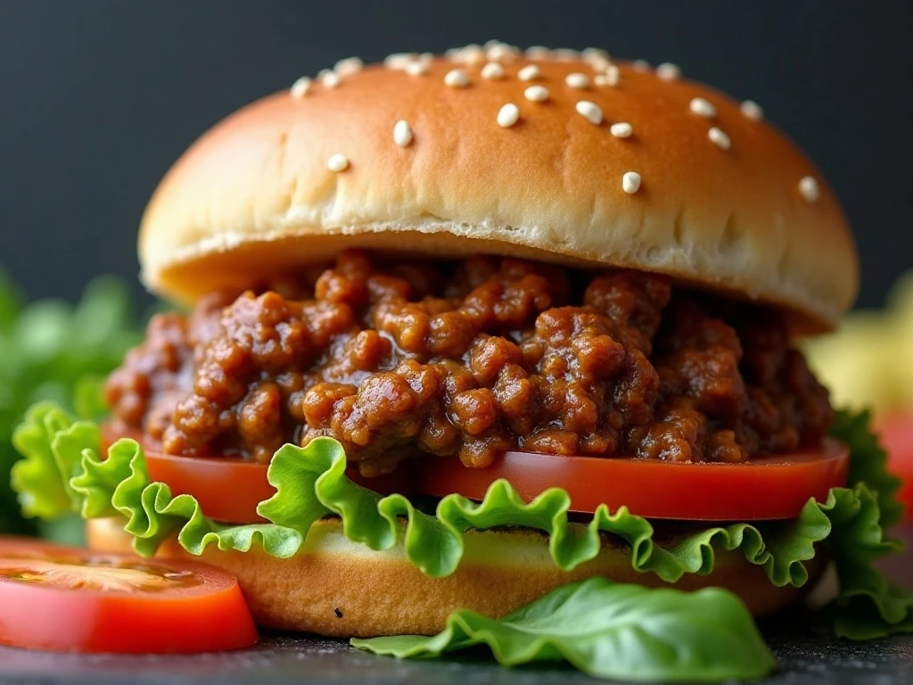 Toasted sloppy joe sandwich with fresh side dishes