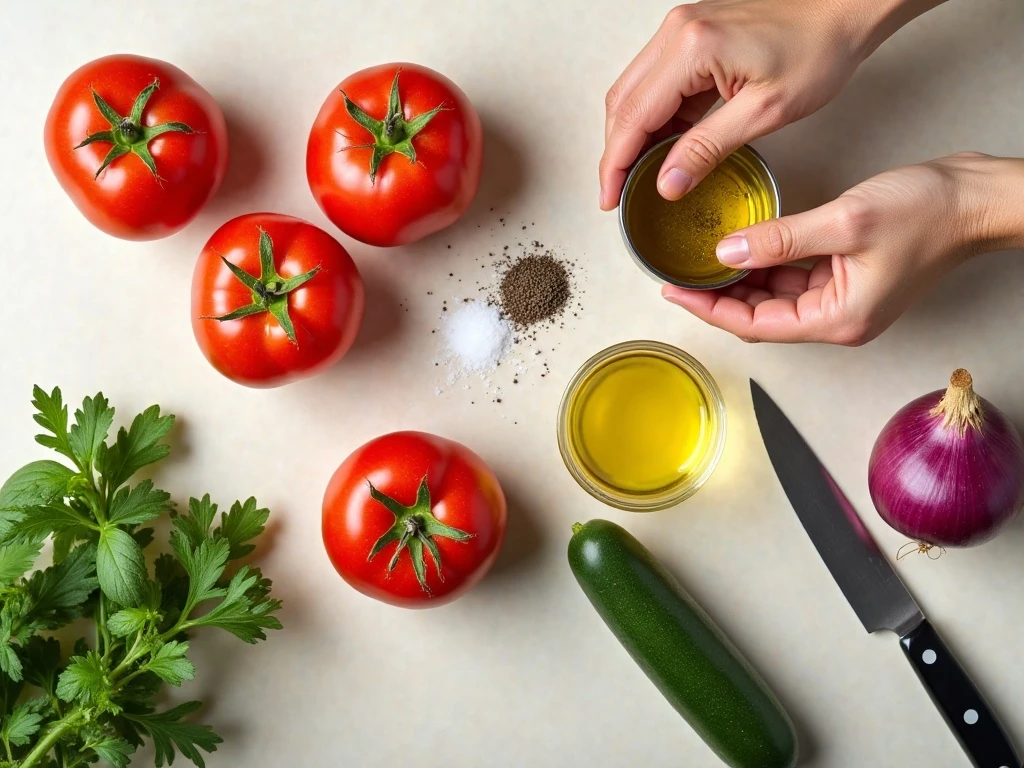 Ingredients for an easy Weight Watchers tomato salad