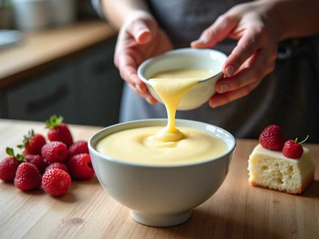 Fresh berries and prepared pudding ready for a well-textured trifle