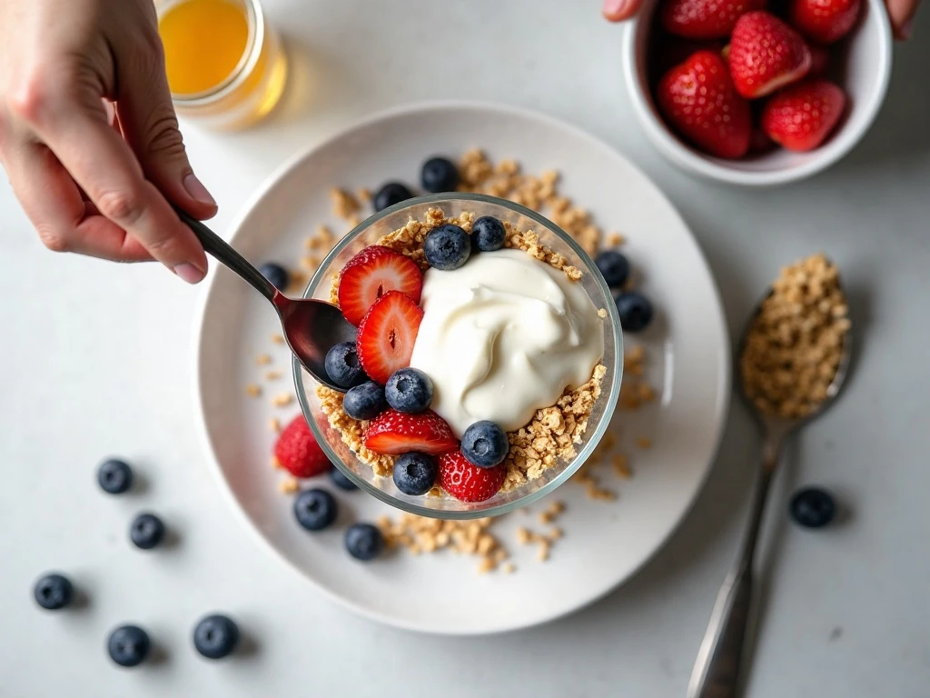 Ingredients for an easy yogurt parfait recipe
