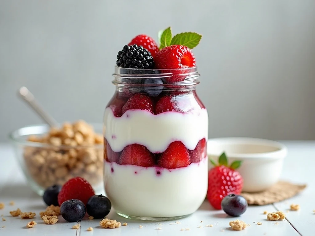 Make-ahead yogurt parfait with granola stored separately