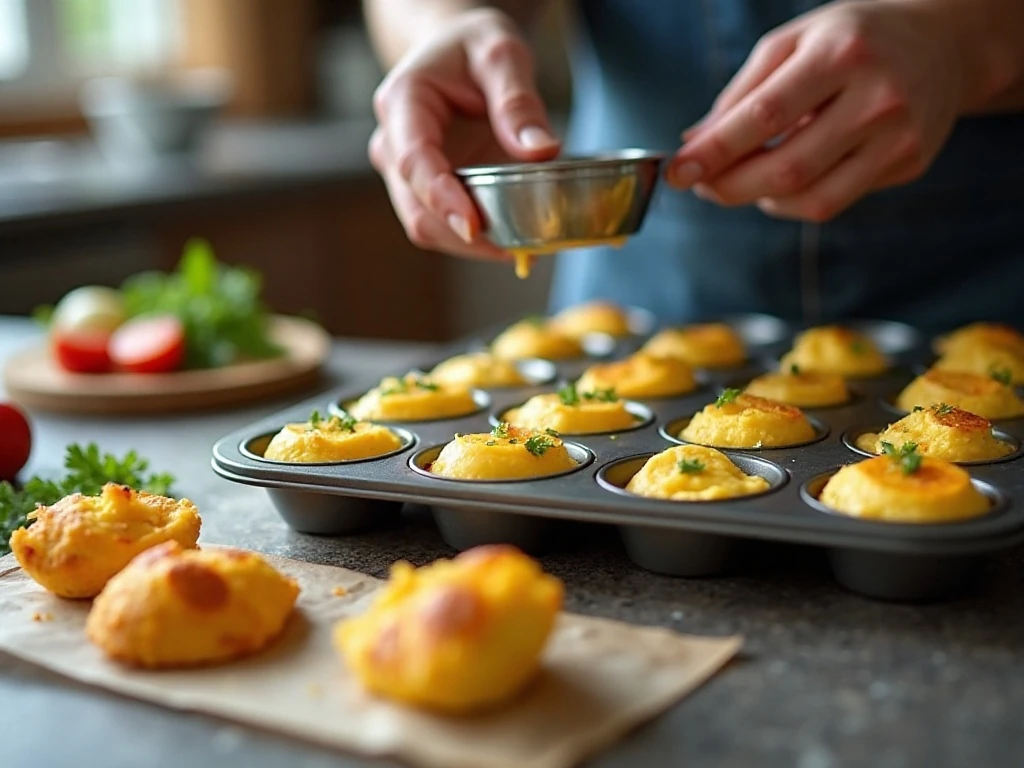 Greasing a muffin tin before baking omelet cups