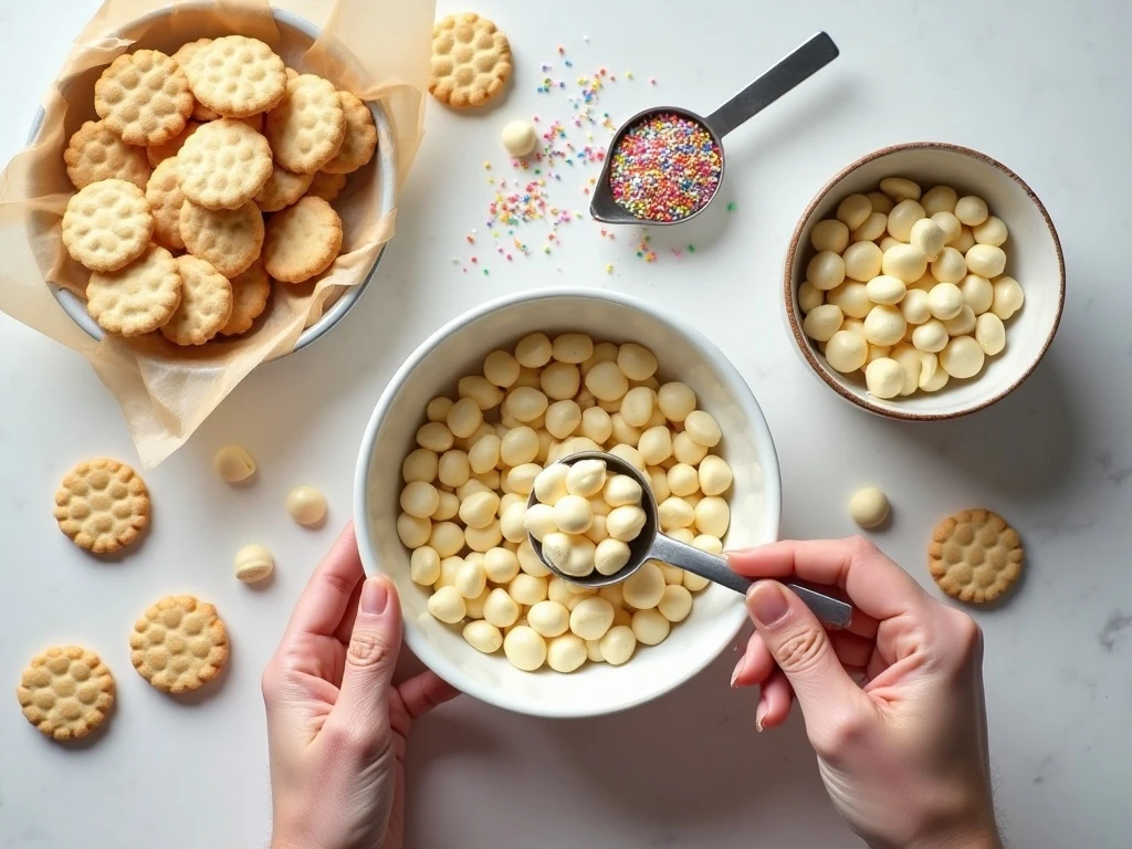 Ingredients for white chocolate dipped sugar wafers