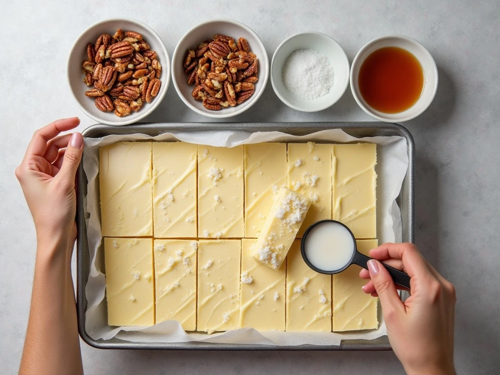 Ingredients for homemade white chocolate toffee