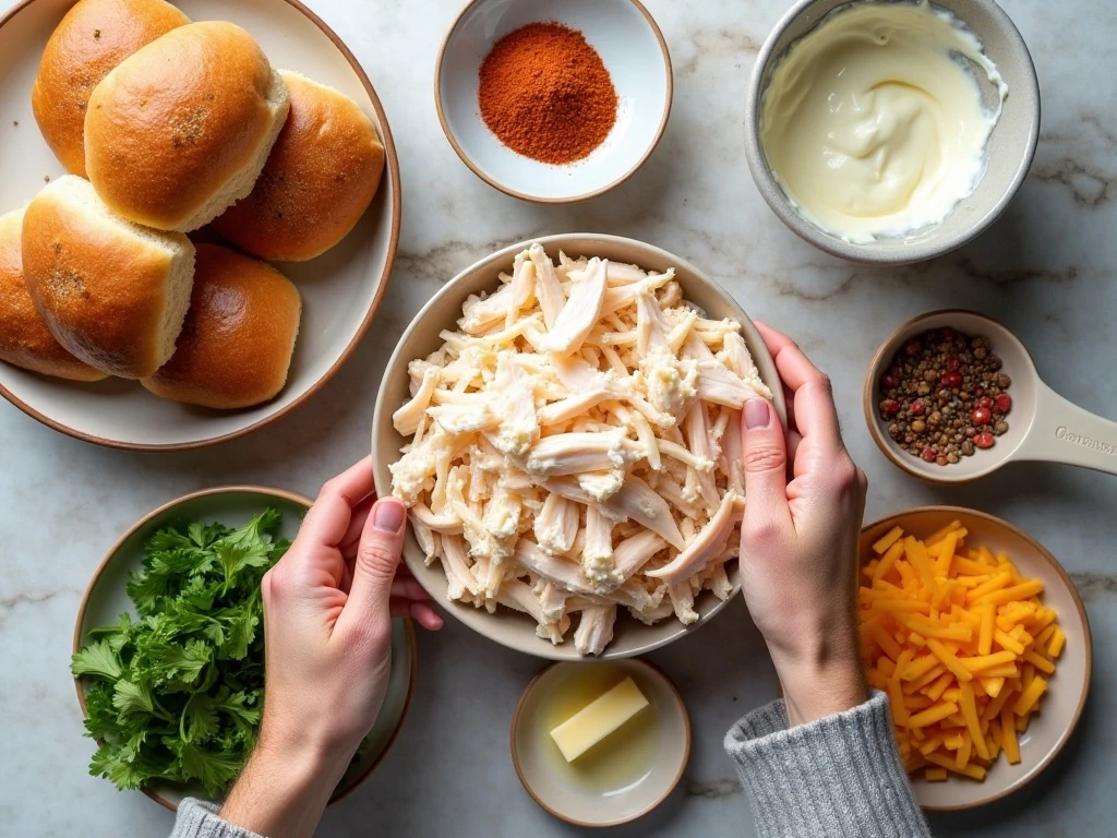 Ingredients for easy white trash chicken sliders