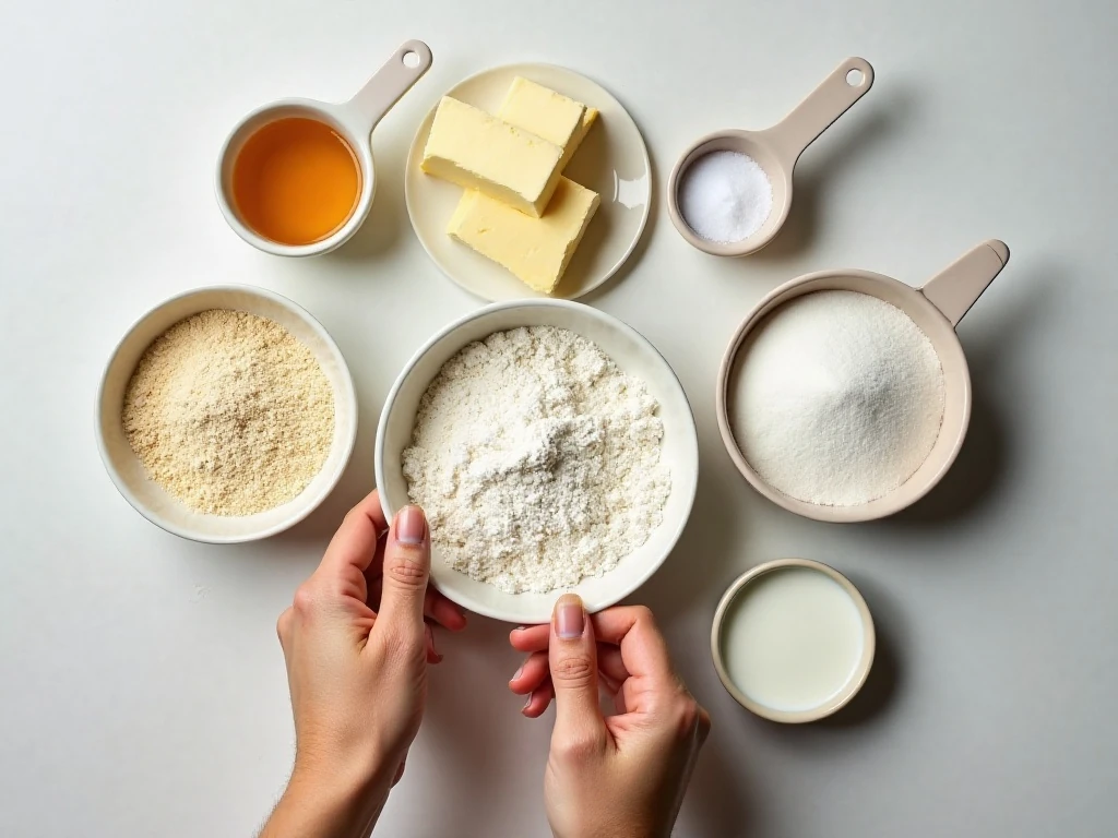 Ingredients for homemade white velvet cake
