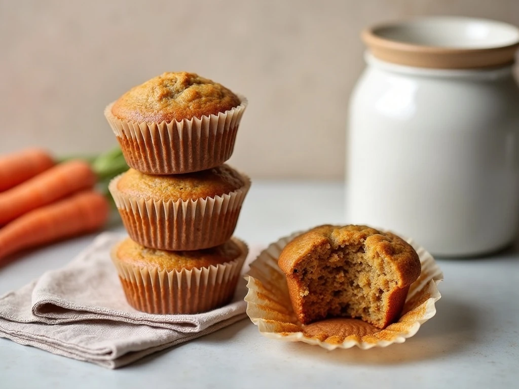 Stored wholesome carrot cake muffins ready for breakfast