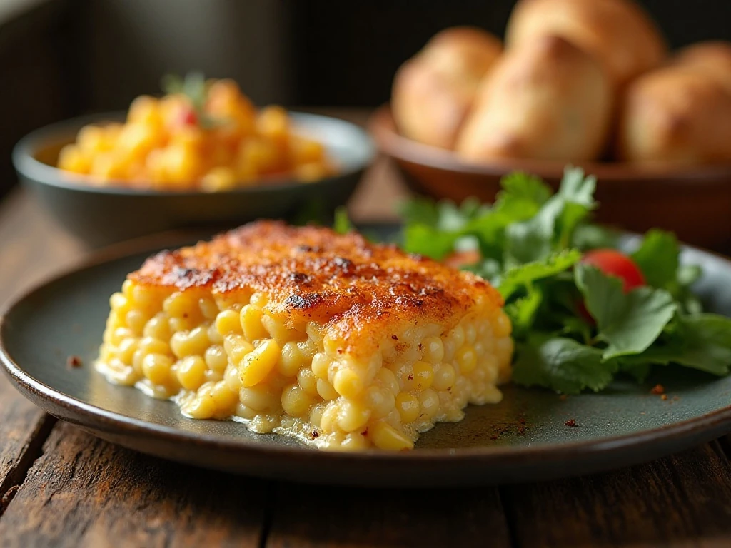 Scalloped corn served with a comforting family dinner