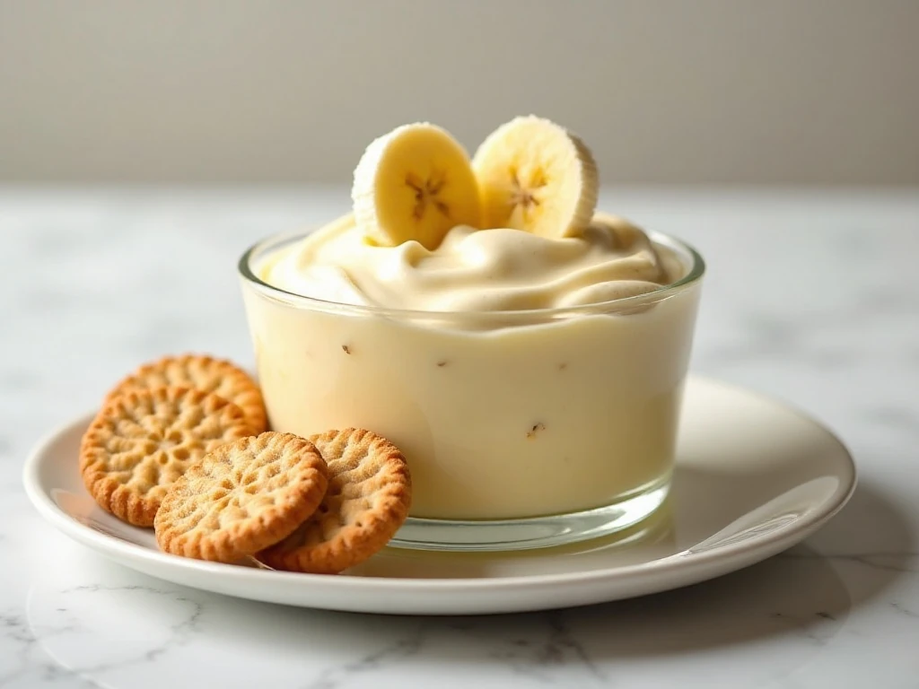 Chilled banana pudding ready to serve with extra vanilla wafers