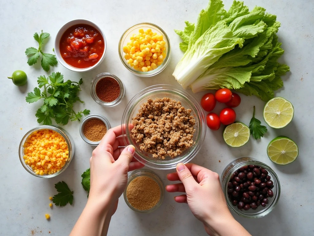Ingredients for easy Weight Watchers taco salad in a jar