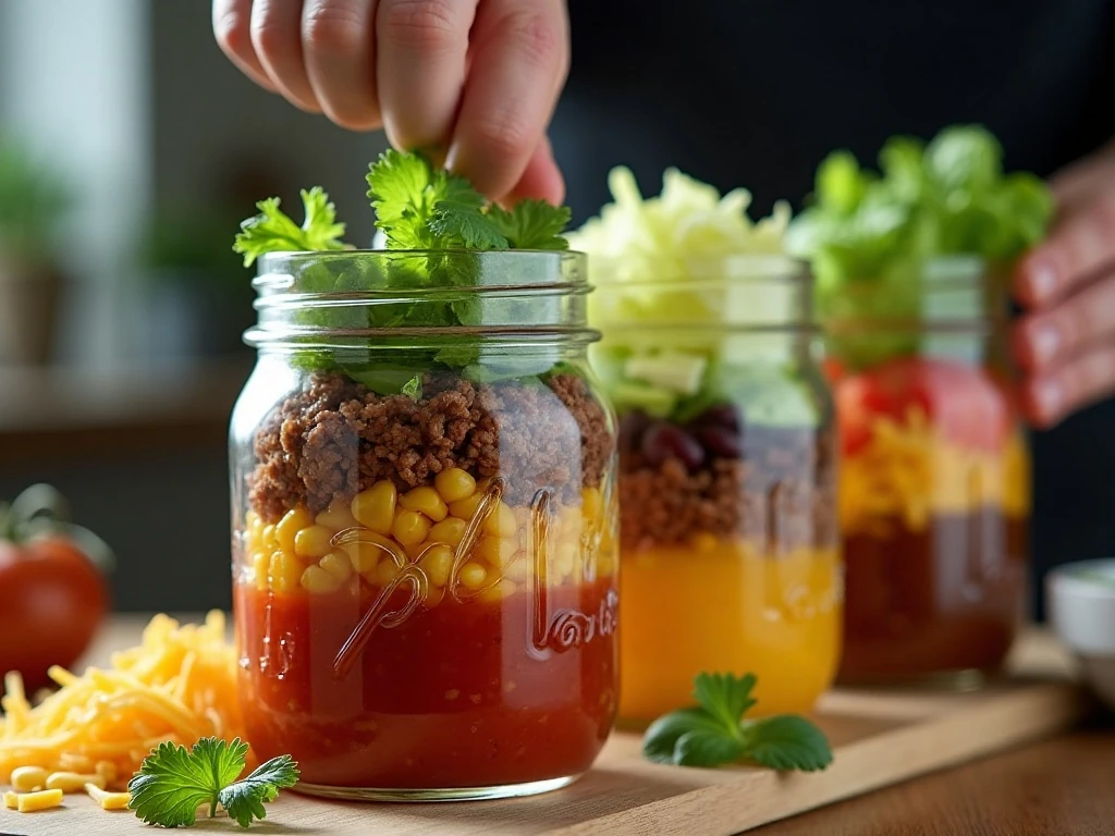 Correct layering order for taco salad in a jar