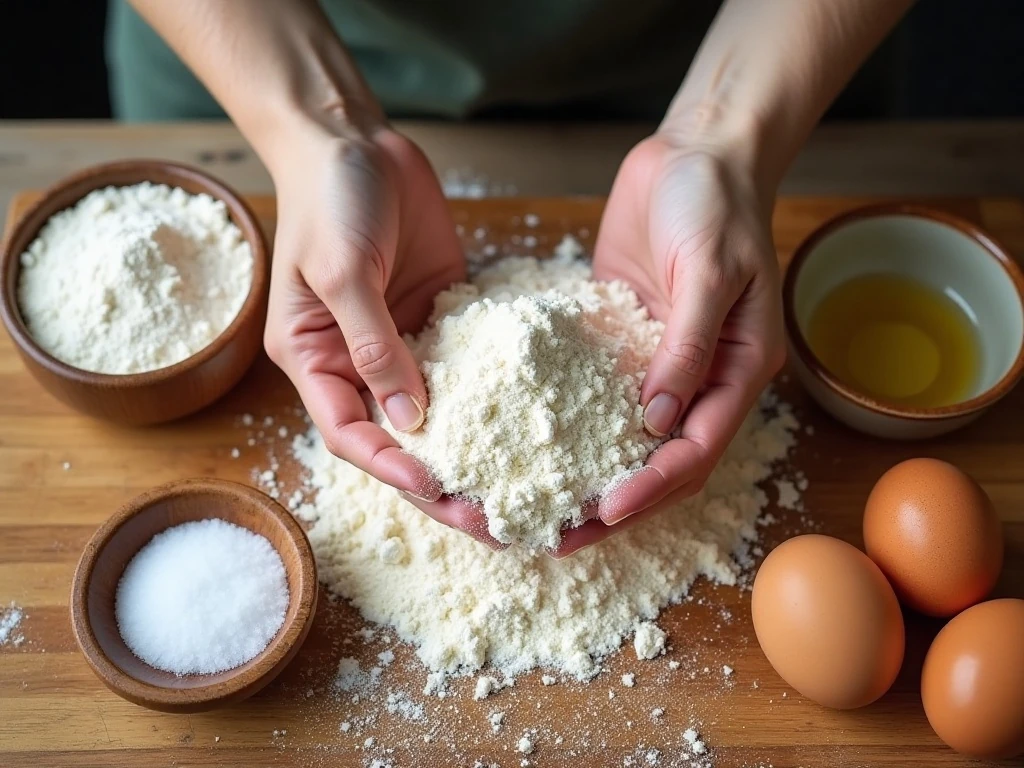 Ingredients for homemade noodles from scratch