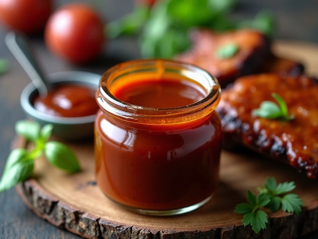 Jar and bowl of homemade Dr Pepper BBQ sauce ready to serve