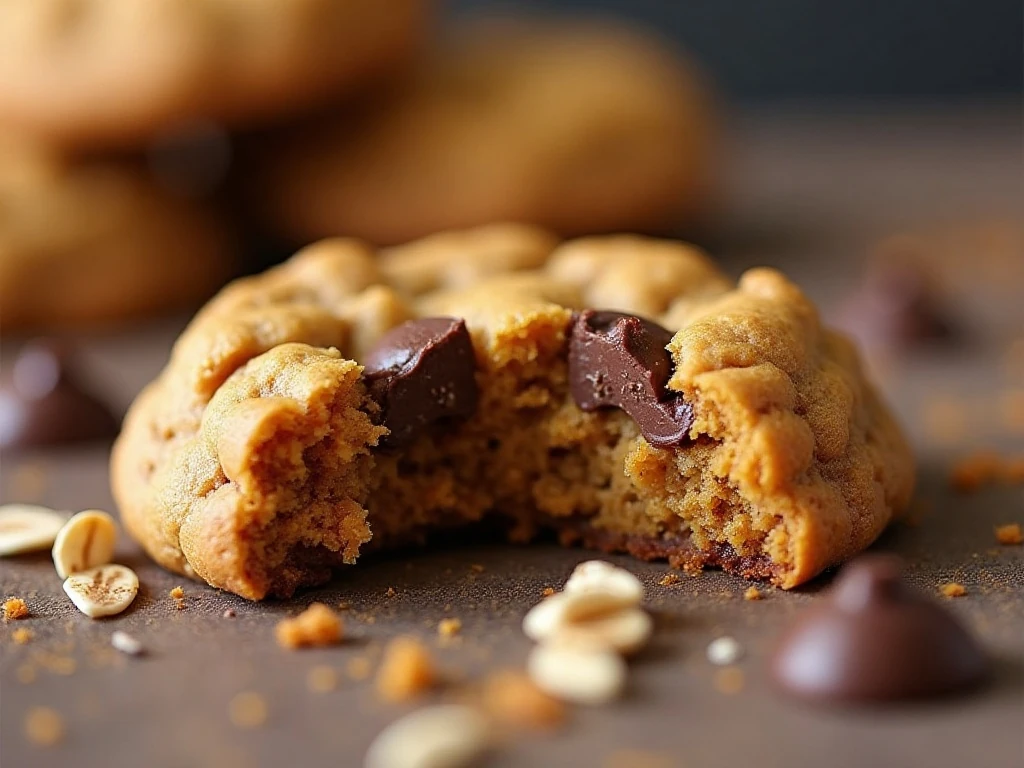 Close-up of the soft chewy center of a pumpkin oatmeal cookie