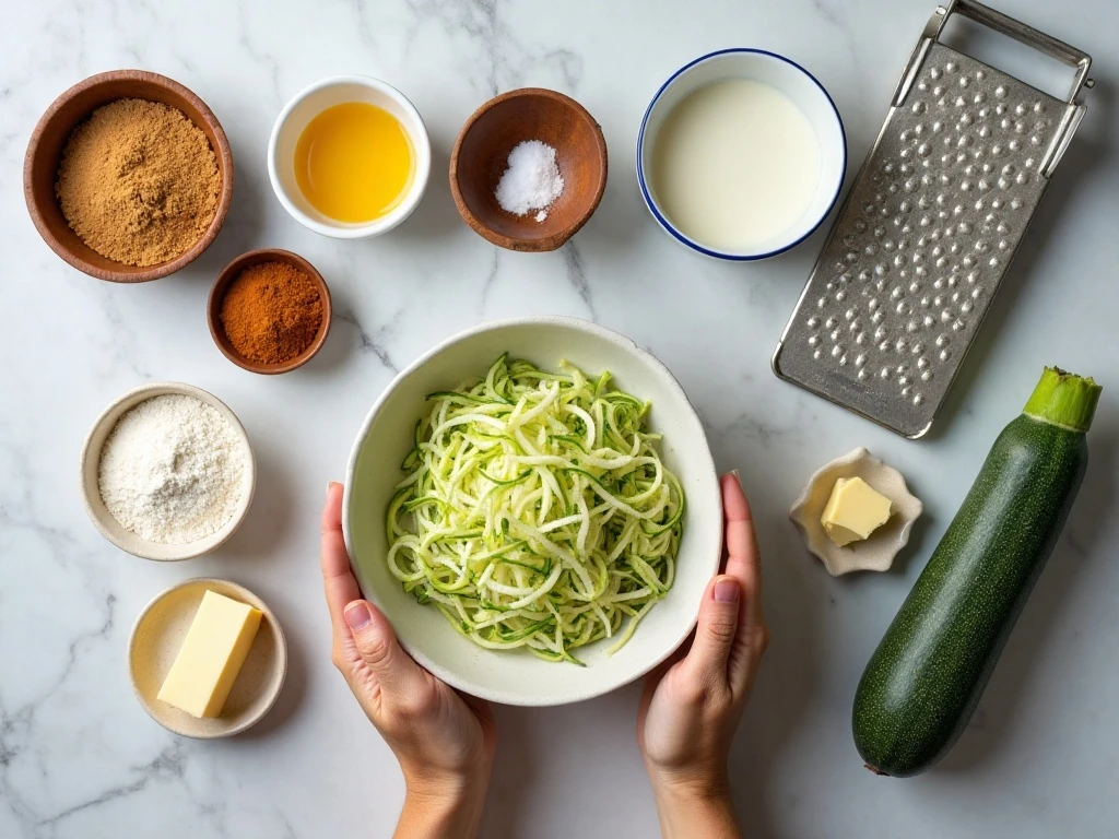 Ingredients for homemade zucchini bread pancakes