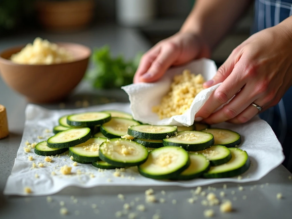Blotting salted zucchini to prevent a watery casserole