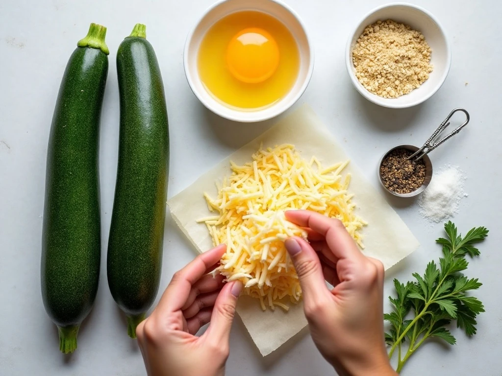 Ingredients for healthy baked zucchini tots