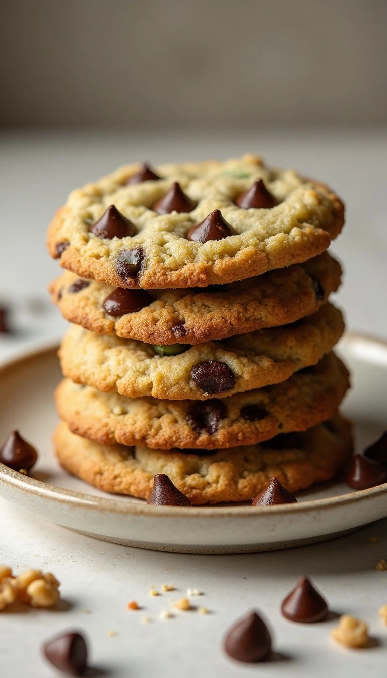 Crispy & Chewy Zucchini Walnut Chocolate Chip Cookies