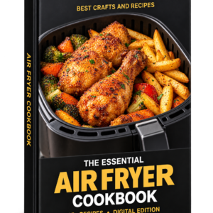 The Essential Air Fryer Cookbook — 25+ recipes, digital edition, shown as a 3D book mockup